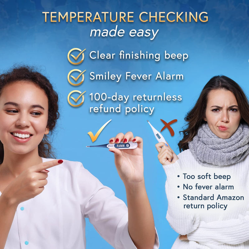 [Australia] - iProven Adult Digital Oral and Rectal Thermometer, Measures in 10 Seconds, with Flexible Tip, Fever Alarm, Thermometer for Kids and Babies 1 
