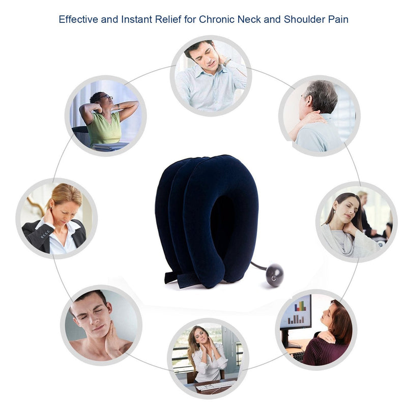 [Australia] - Cervical Neck Traction Device Inflatable Neck Stretcher, Easy to Use for Chronic Neck and Shoulder Pain Relief, Neck Cervical Brace Collar Pillow for HOM Blue 