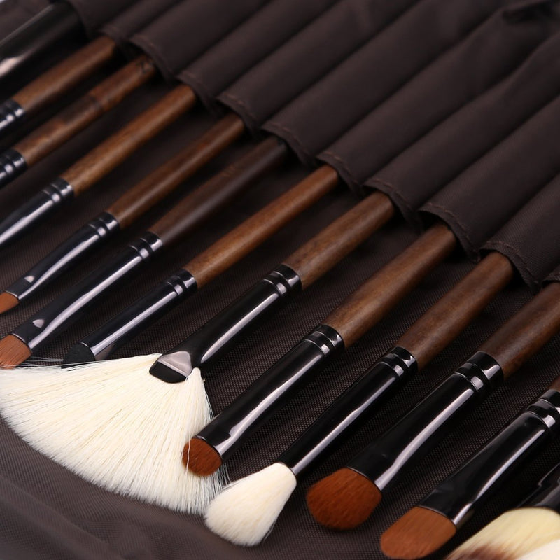 [Australia] - ZOREYA Makeup Brush Sets ,15pcs Unique Walnut Makeup Brushes with Nobility,Professional Premium Synthetic Foundation Powder Concealers Eye Shadows Makeup brushes Set with Perfect Vegan Leather Bag A-Walnut 