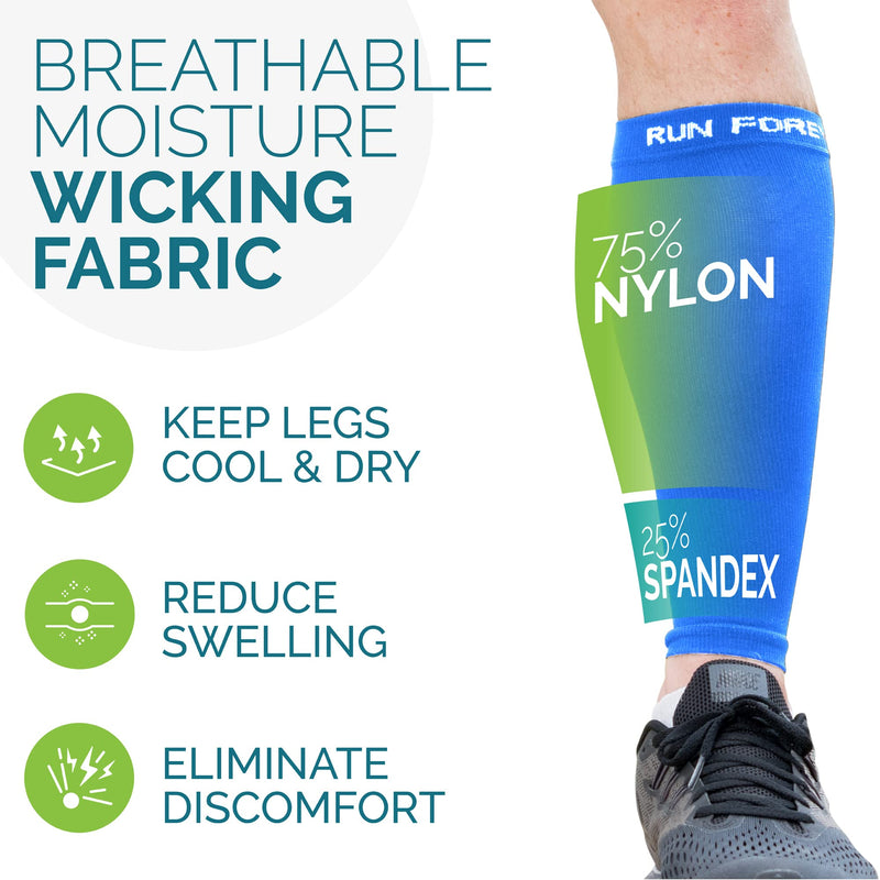 [Australia] - Calf Compression Sleeves For Men & Women - Leg Compression Sleeve - Footless Compression Socks for Shin Splint &Varicose Vein Blue Large 