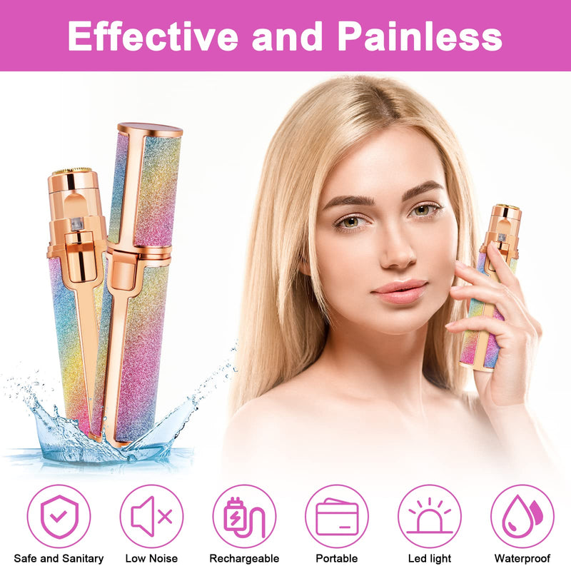 [Australia] - ACWOO Facial Hair Remover for Women, 2 in 1 Eyebrow Trimmer & Face Hair Removal, Painless Electric Remover for Lips Nose Face Body Peach Fuzz, Lady Shaver with 2 Eyebrow Trimmer, Built-in LED Light 
