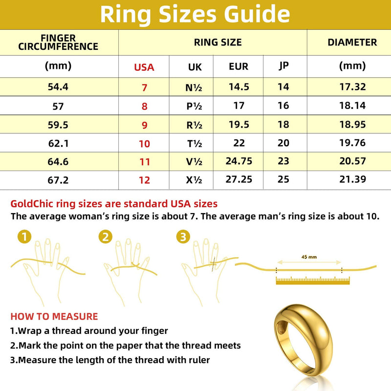 [Australia] - GOLDCHIC JEWELRY Stainless Steel Personalized Bold Chunky Croissant Dôme Ring for Women Stacking Statement Ring,Size 7-12,Gold/Silver/Black Color,Gift Box Included 18K Gold Plated 