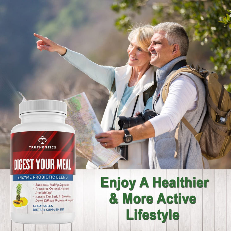 [Australia] - TRUTHENTICS Digestive Enzymes & Probiotic Supplement - Digestion Aid - Enzymes for Better Digestion, Bloating, Gas, IBS, Constipation Relief - Healthy Weight & Metabolism - Vegan Non-GMO Gluten-Free 