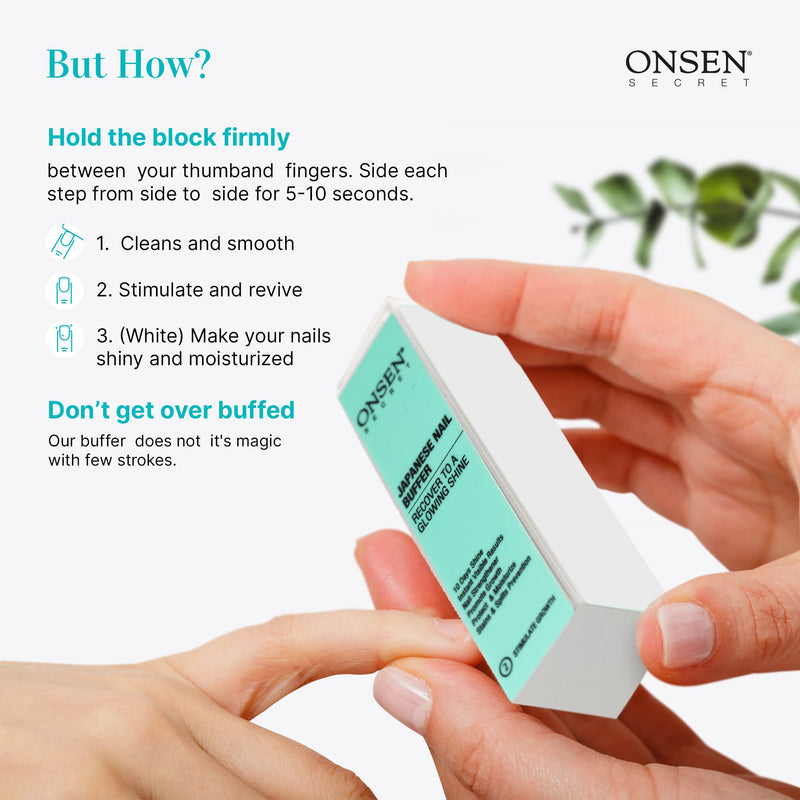 [Australia] - Onsen Secret Professional Nail Buffer, Ultimate Shine Nail Buffing Block w/ 3 Way Buffing Methods (Pack of 3) Japanese Nail Buffer 3 Pack 