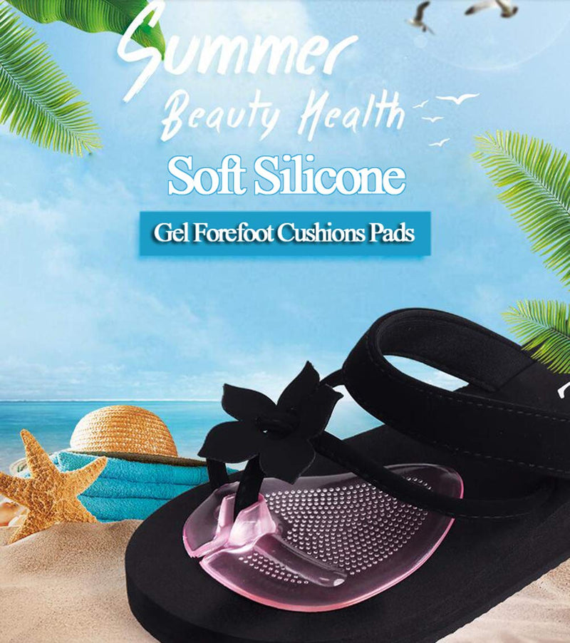 [Australia] - 2Pair Self-Adhesive Silicone Gel Forefoot Cushions Pads Non Slip Sandal Insoles Thong Slipper Protectors Toe Posts Protectors for Sandal Flip Flop Gel Inserts Guards 