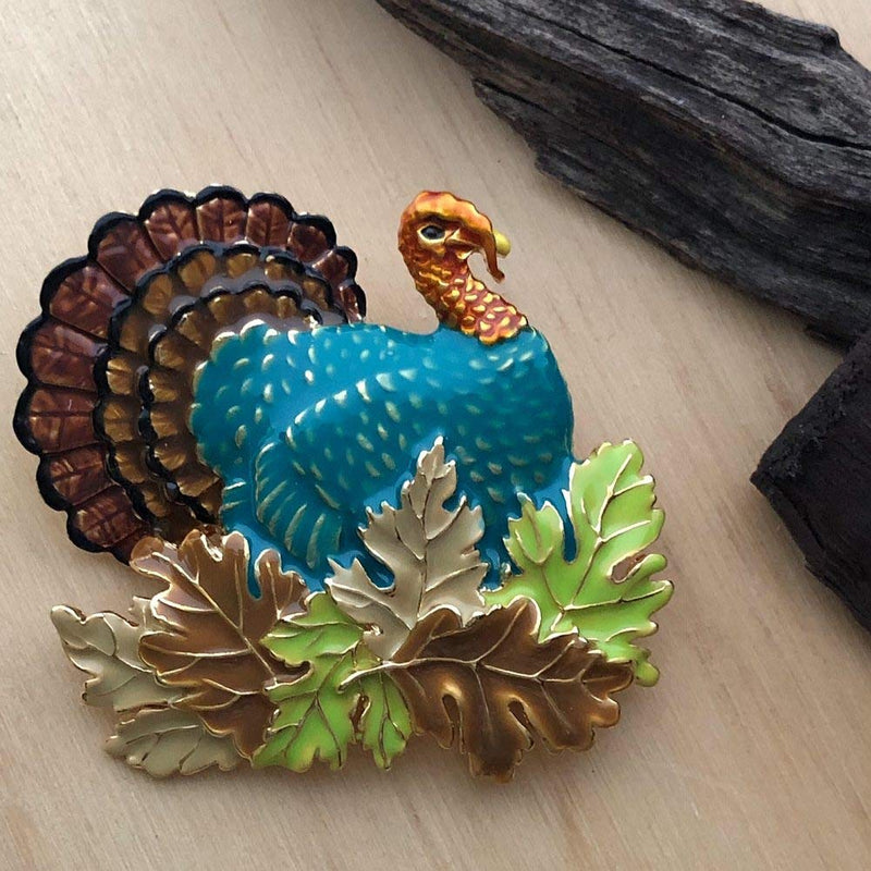 [Australia] - PammyJ Colorful Turkey Bird Fall Season and Thanksgiving Brooch Pin 