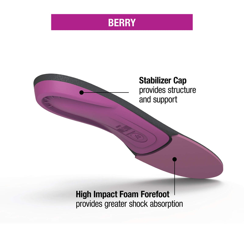 [Australia] - Superfeet BERRY Women's Comfort High Arch Support and Forefoot Cushion, Orthotic Shoe Inserts for Anti-fatigue, Womens, Berry B: 4.5-6 US Womens 