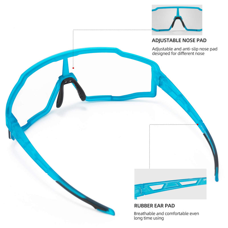 [Australia] - ROCK BROS Photochromic Cycling Sunglasses for Men Women Bike Sports Glasses Blue 