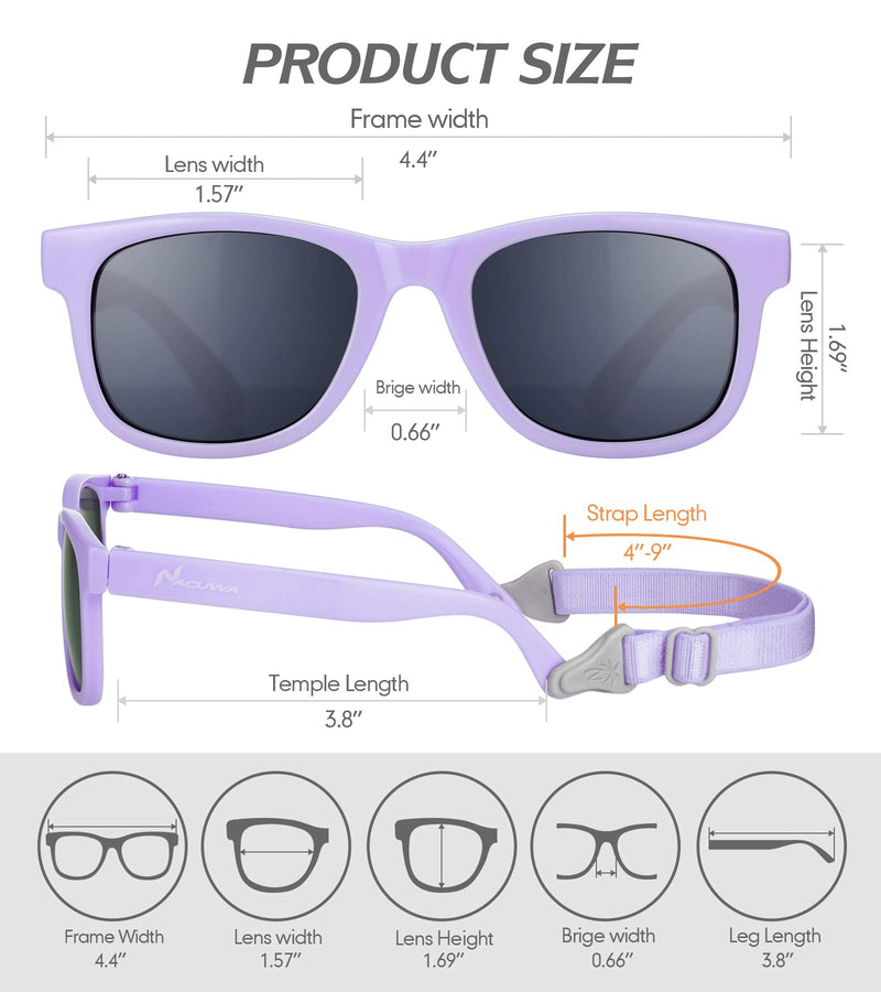 [Australia] - Nacuwa Baby Sunglasses - 100% UV Proof Sunglasses for Baby, Toddler, Kids - Ages 0-2 Years - Case and Pouch included Purple 