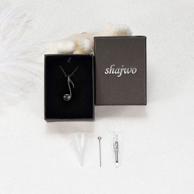 [Australia] - shajwo Cremation Jewelry Urn Necklace for Ashes Music Note Keepsake Pendant Memorial Necklace for Women Human Black 