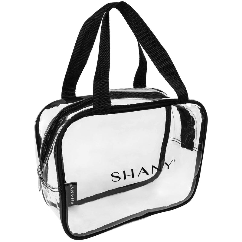 [Australia] - SHANY Clear PVC Toiletry and Makeup Carry-On Bag Set - Assorted Sizes Travel Cosmetic Organizers with Black Trim - 3PC Set 