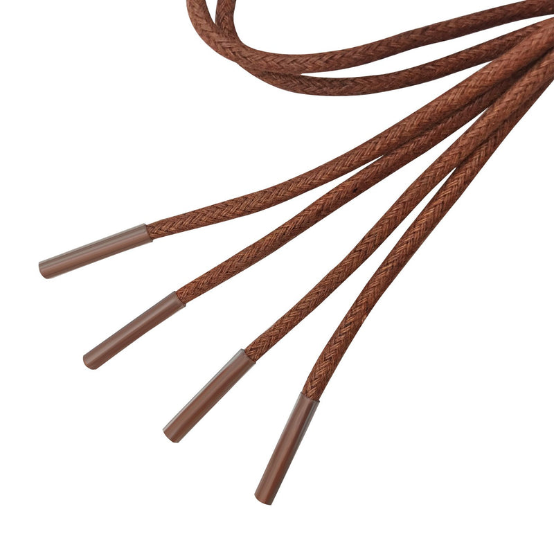 [Australia] - VSUDO Waxed Round Dress Shoelaces, 1/8" Thick Shoe Laces for Oxford or Dress Shoes (2 Pairs) 23.6" (60cm) 02 Light Brown 