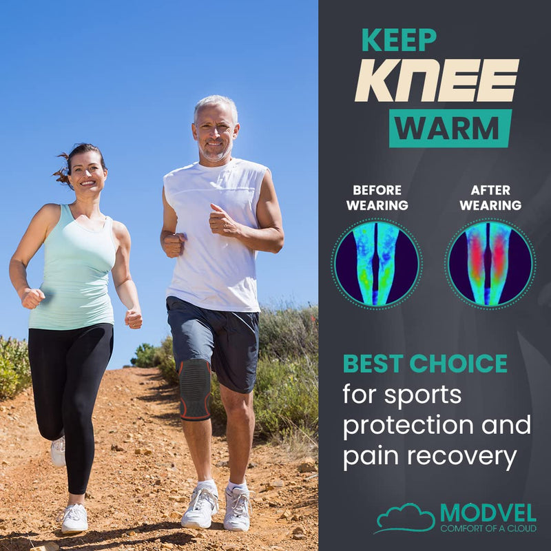 [Australia] - MODVEL 2 Pack Knee Brace | Knee Compression Sleeve for Men & Women | Knee Support for Running | Medical Grade Knee Pads for Meniscus Tear, ACL, Arthritis, Joint Pain Relief. Medium Blue 