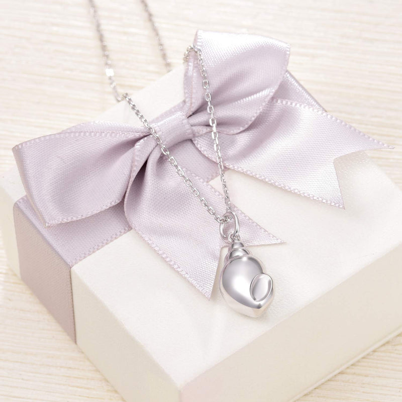 [Australia] - BEILIN Urn Pendant Necklace for Ashes 925 Sterling Silver Keepsake Memorial Cremation Ash Jewelry (Conch Urn) 