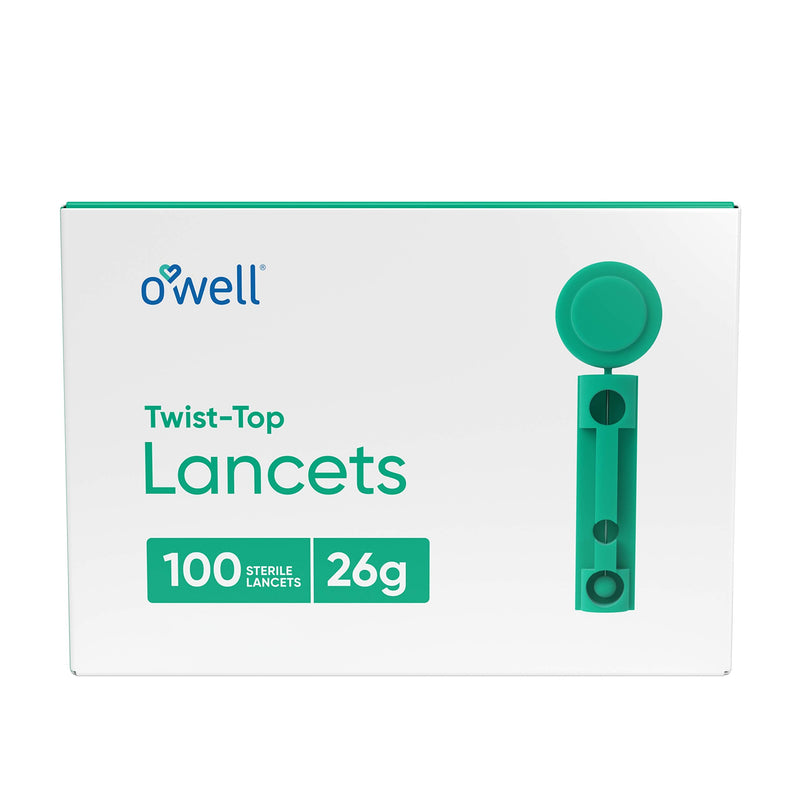 [Australia] - O’Well Twist Top Lancets 26 Gauge, 100 Count | Ultra Thick Needle Lancets for Blood Glucose & Keto Testing | Box of 100 Sterile Lancets 