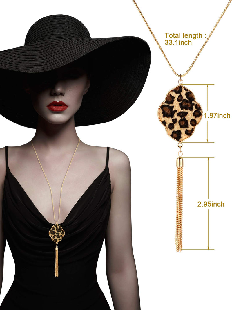 [Australia] - Hicarer 3 Pieces Leopard Bracelets Bohemia Leopard Earrings Necklace for Women Girls (Teardrop Earring Set) 