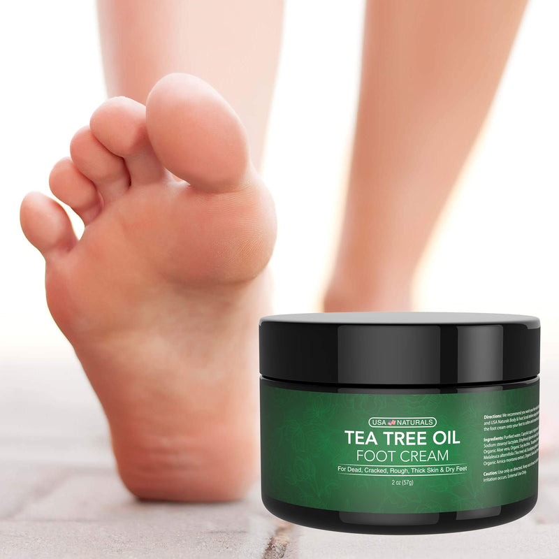 [Australia] - Tea Tree Oil Foot Cream - Instantly Hydrates and Moisturizes Cracked or Callused Feet - Rapid Relief Heel Cream - Natural Treatment Helps & Soothes Irritated Skin, Athletes Foot, Body Acne 2 Ounce (Pack of 1) 