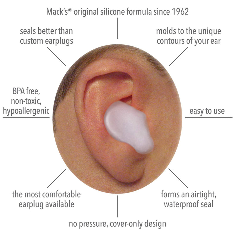 [Australia] - Mack's Pillow Soft Silicone Earplugs - 6 Pair, Value Pack – The Original Moldable Silicone Putty Ear Plugs for Sleeping, Snoring, Swimming, Travel, Concerts and Studying 