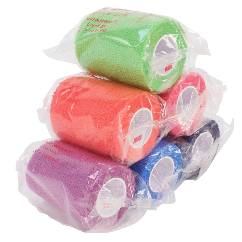 [Australia] - Ever Ready First Aid Self Adherent Cohesive Bandages 3" x 5 Yards - 6 Count, Rainbow Colors 6 Count (Pack of 1) 
