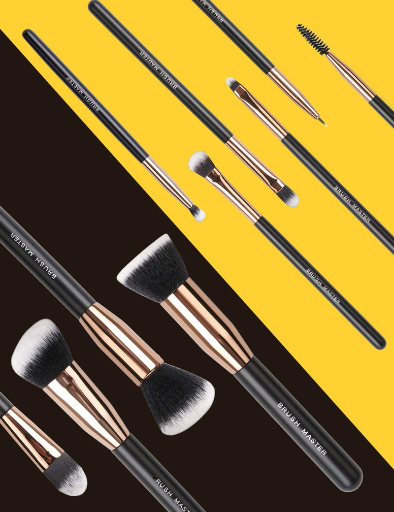 [Australia] - Brush Master Makeup Brushes Set for Kabuki Foundation Powder Concealers Eyeshadow Blush, W/ Travel Brush Pouch, 10 Pcs 