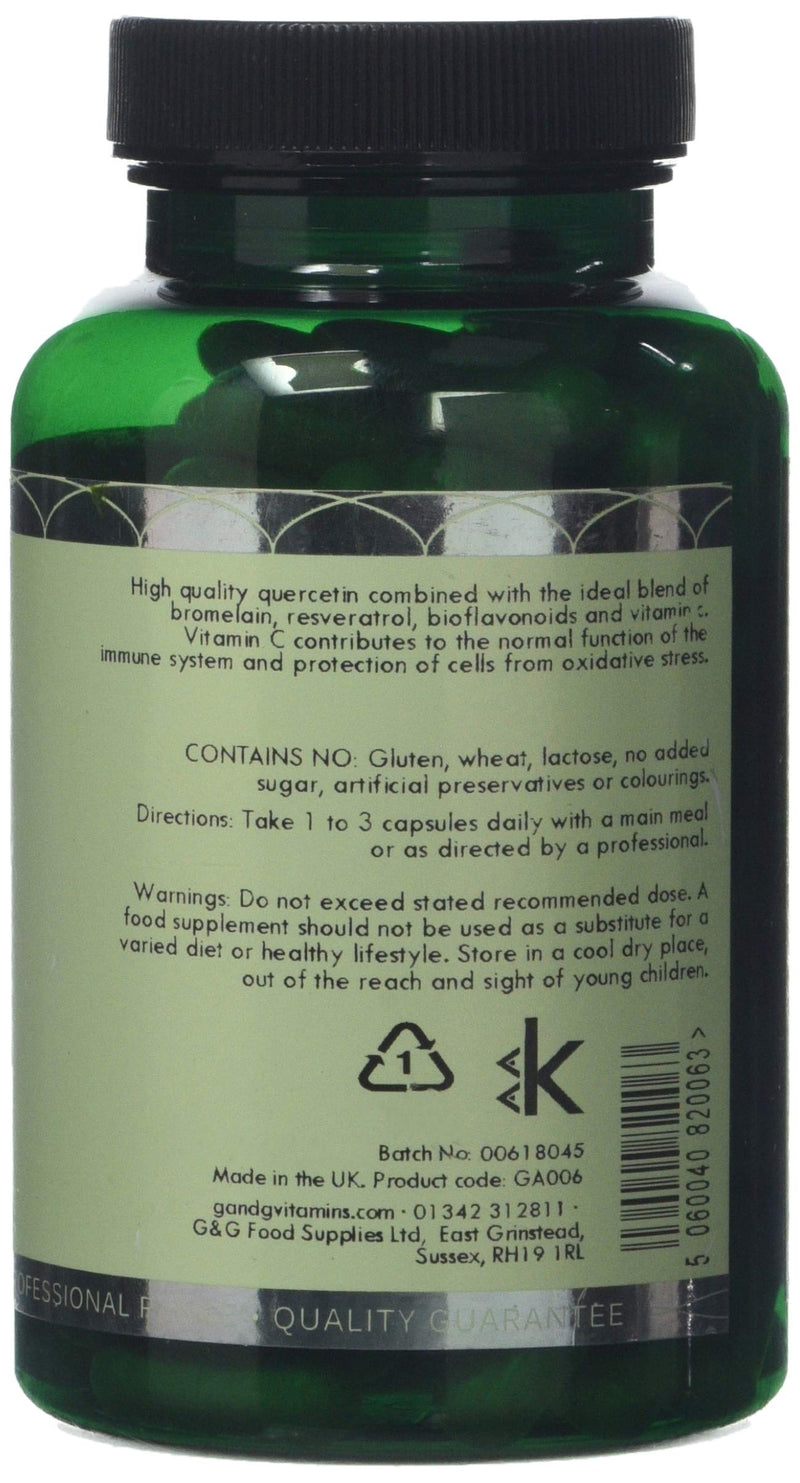 [Australia] - Quercetin Complex | 300 mg of Quercetin per Capsule | Quercetin, Bromelain, Vitamin C, Vitamin B5 | 120 Vegan Capsules | G&G Vitamins 