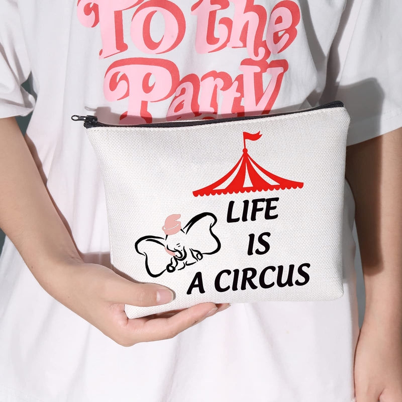 [Australia] - LEVLO Funny Dumbo Cosmetic Bag Dumbo Fans Gift Life Is a Circus Makeup Zipper Pouch Bag For Women Girls, Life Is a Circus, 