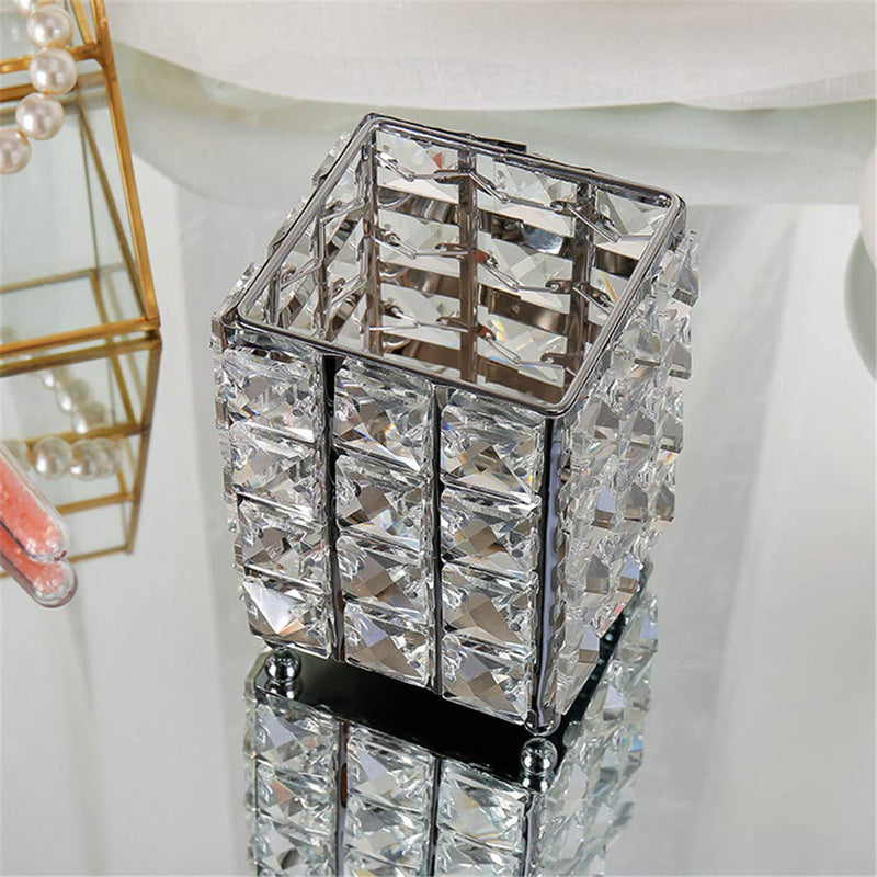 [Australia] - Miaowater Makeup Brush Holder Organizer Cosmetic Brushes Storage Eyeliners Eyebrow Pencil Container Crystal Bling Personalized Box (Silver Square) Silver 