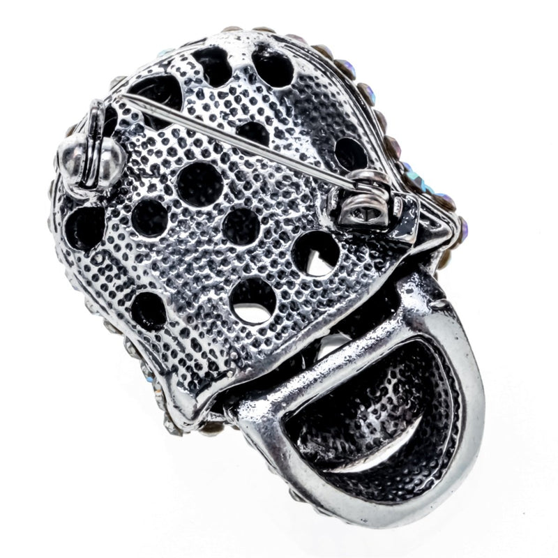 [Australia] - Szxc Jewelry Women's Crystal Skull Pin Brooch Biker Jewelry silver AB 