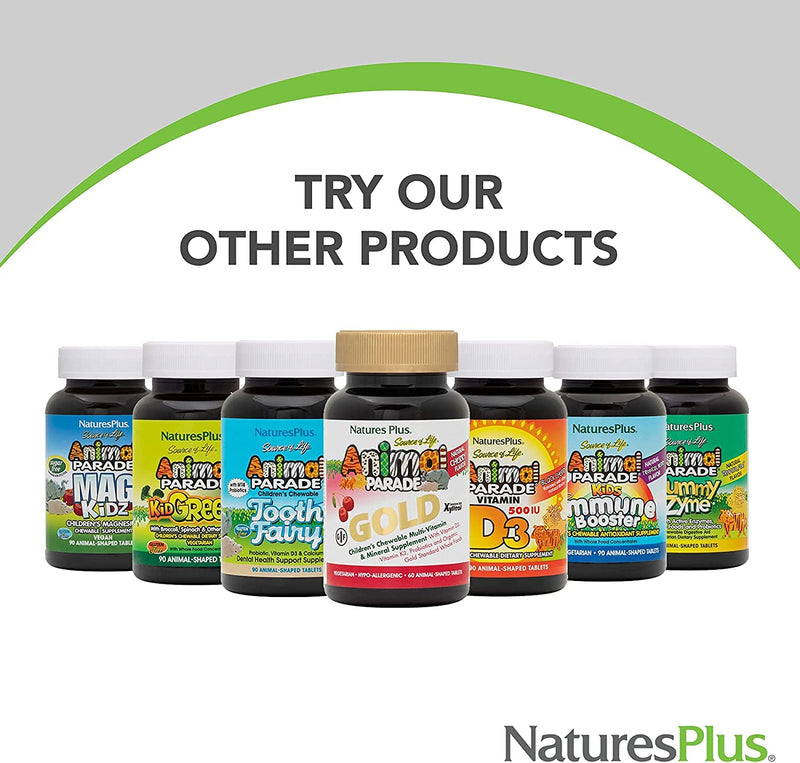 [Australia] - NaturesPlus Animal Parade Source of Life MagKidz - Children's Magnesium Supplement - Natural Cherry Flavour - Teeth, Bone & Muscle Health Support - GlutenFree, Vegan (90 Count (Pack of 1)) 