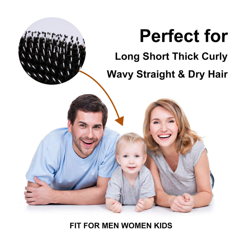 [Australia] - Hair Brush Mini Boar Bristle Hairbrush Pocket Travel Small Paddle Hair Brush for Men Women Kids for Thick Curly Thin Long Short Wet or Dry Hair Detangle Massage Add Shine Black1 