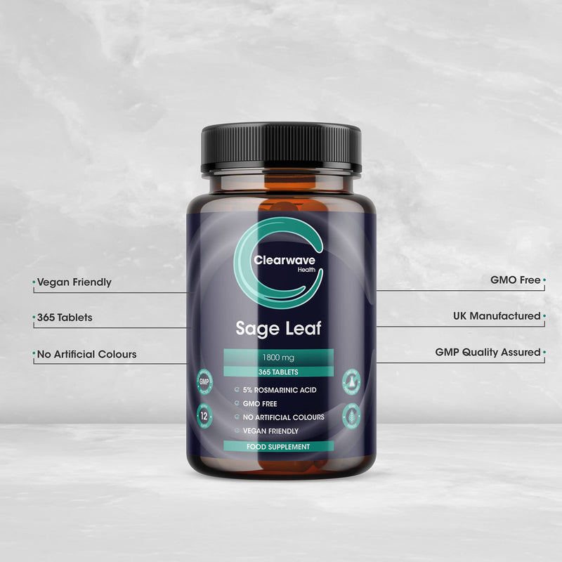 [Australia] - Sage Tablets - 365 Pack - High Strength Sage Leaf Tablets - Menopause Support - 1 Year Supply - Vegan - Made in The UK 365 Count (Pack of 1) 