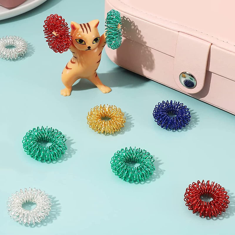 [Australia] - Heveer Acupressure Ring Massage Rings for Fingers Spiky Sensory Finger Rings for Stress Relief Adults Teenagers 8 Colours 32 Pieces 