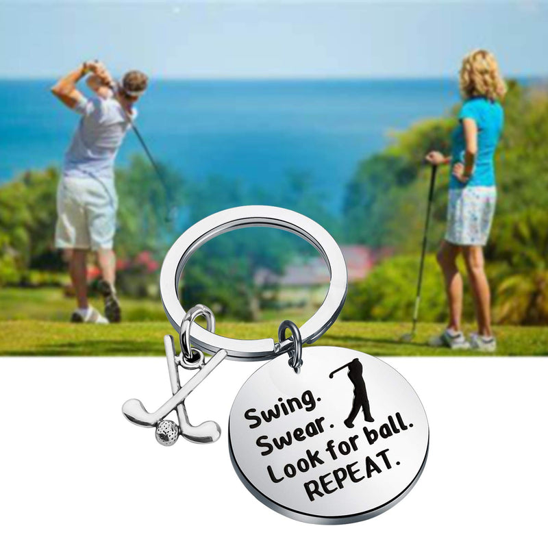 [Australia] - WSNANG Golf Keychain Swing Swear Look for Ball Repeat Keychain Golf Jewelry Gift for Golf Lover Golf Club Golf Coach 