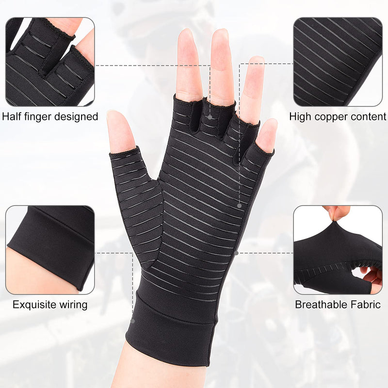 [Australia] - supregear Copper Arthritis Gloves (1 Pair), Rheumatoid Compression Fingerless Gloves M 