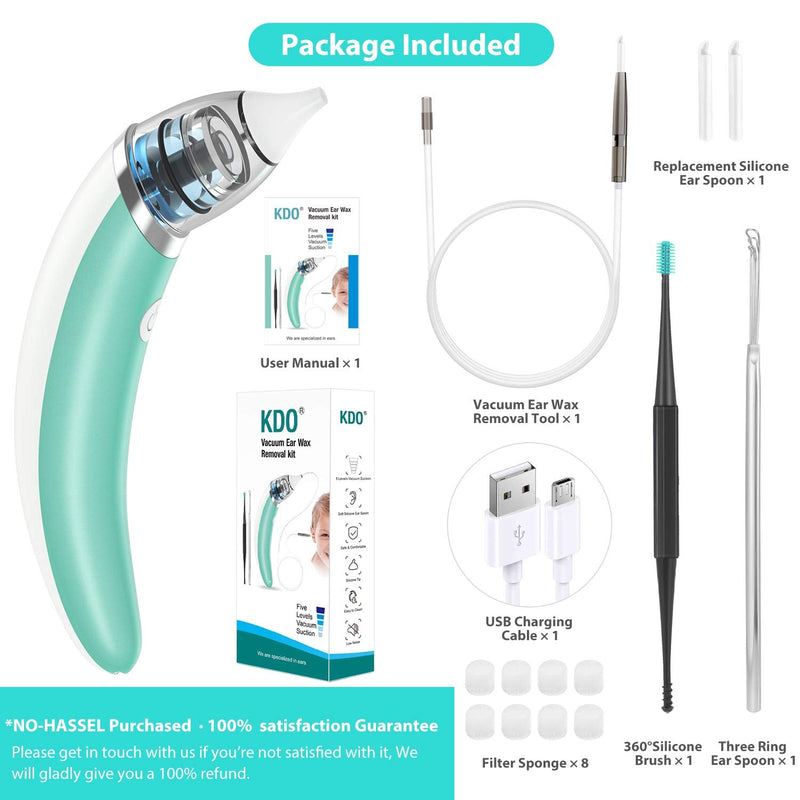 [Australia] - Ear-Wax-Vacuum-Removal, Strong Suction Ear Vacuum Ear Wax Sucker 5 Levels Electric Soft Earwax Removal Kit USB Charge Reusable Spiral Silicone Ear Wax Remover Tool Vacuum Cleaner for Kids Adult 