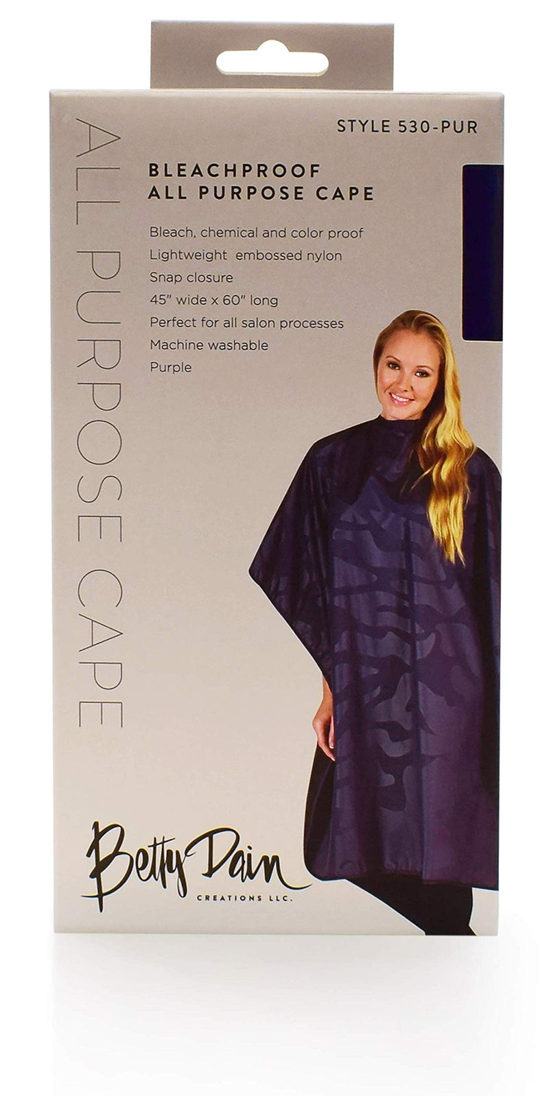 [Australia] - Betty Dain Bleach-proof All Purpose Styling Cape, Material Defends Against Bleach Stains, Color Proof, Chemical Proof, Waterproof, Lightweight Embossed Nylon, Purple 