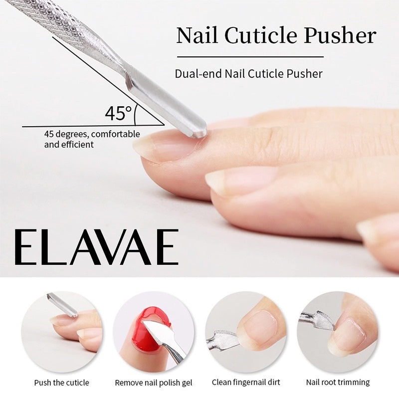 [Australia] - Elavae Manicure Pedicure Kit with Cuticle Oil and Cuticle Remover Gel Cream. All Natural Oil with Vitamin E and Other Nourishing Oils. Nail Softener and Strengthener. (3 Piece Kit WITH Pusher Tool) 