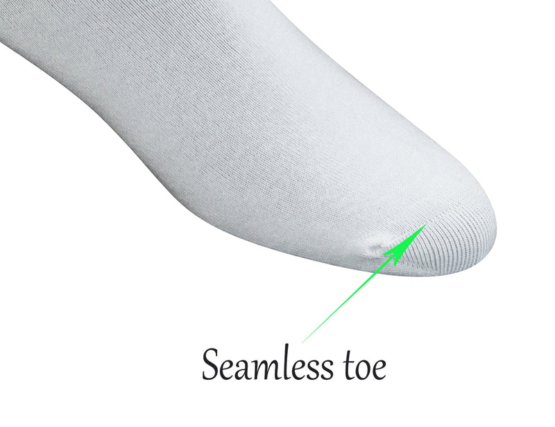 [Australia] - Yomandamor Men's 6 Pairs Combed Cotton Diabetic Ankle Socks with Seamless Toe and Non-Binding Top 10-13 6 Pairs White 