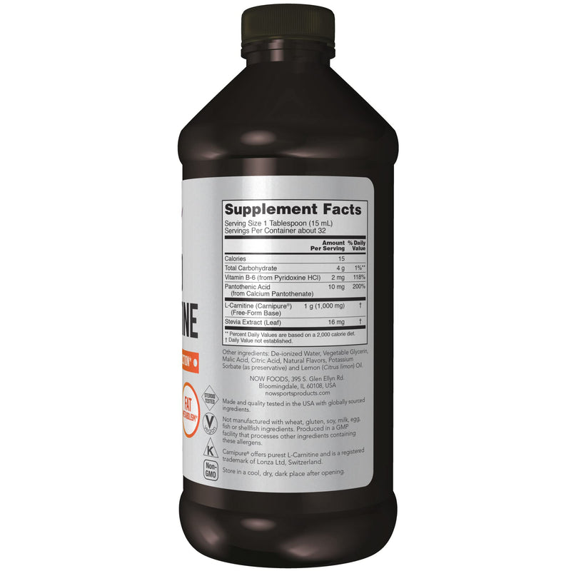 [Australia] - NOW Sports Nutrition, L-Carnitine Liquid 1000 mg, Highly Absorbable, Citrus, 16-Ounce 