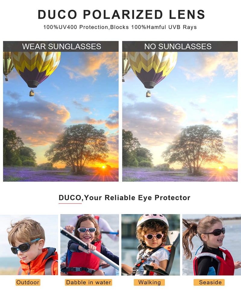 [Australia] - DUCO Kids Sunglasses Boys Sports Sunglasses Youth Polarized Baseball Sunglasses For Boys And Girls Age 3-10 K014 Blue Frame Black Arms 