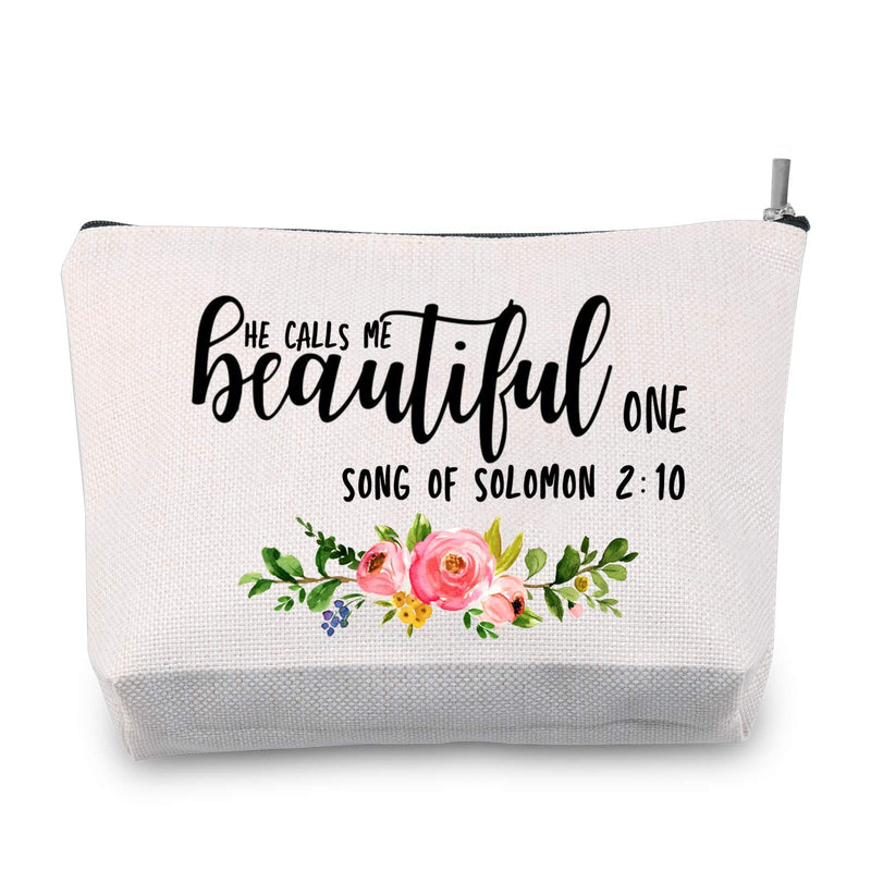 [Australia] - Bible Makeup Bag Scripture Makeup Bag He Calls Me Beautiful One Cosmetic Bag for Best Friend Sister (beautiful ONE bag) beautiful ONE bag 