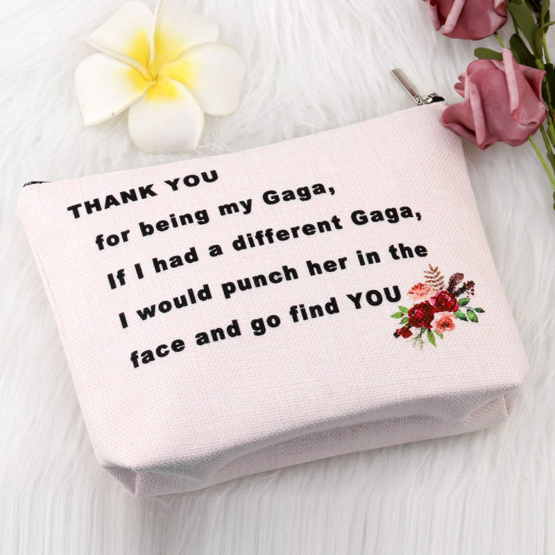 [Australia] - PXTIDY Gaga Gift Grandmother Gift Thank You For Being My Gaga Cosmetic Bag Funny Grandmother Makeup Bag Best Gaga Ever for Gaga (beige) beige 