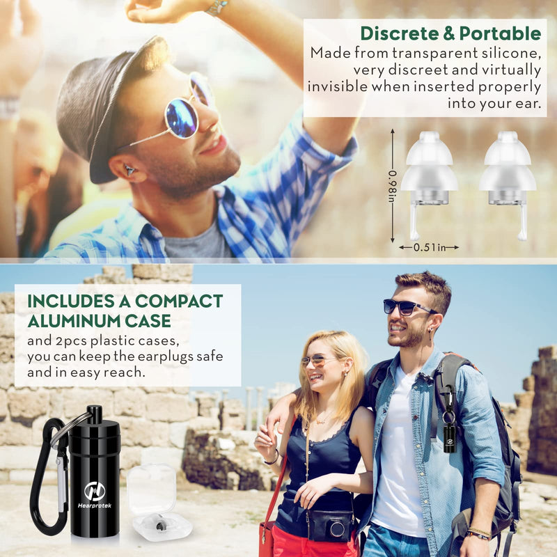 [Australia] - 2 Pairs Concert Ear Plugs, Hearprotek Reusable high Fidelity Noise Reduction Music Ear Plugs for Ear Protection-Soft Hearing Protection earplugs for Concerts,Musicians, Events (Petite Size) Black 