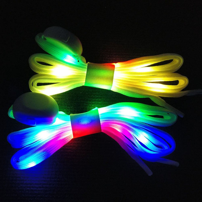 [Australia] - DINUOSEN LED White Shoelaces Light Up Shoe laces 3 Modes 7 Colors flashing Shoestrings 
