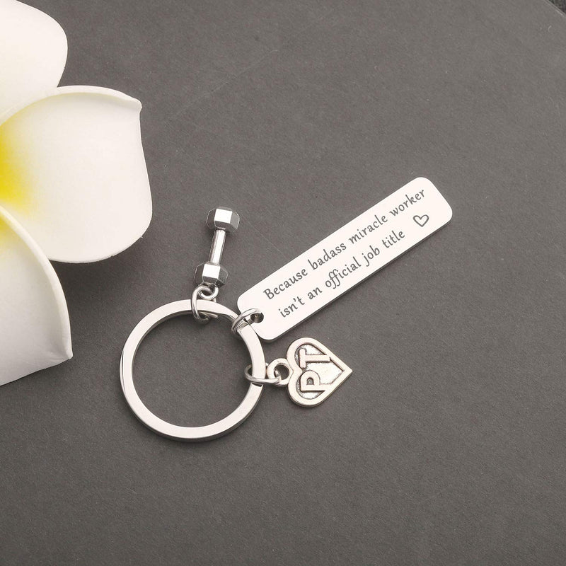 [Australia] - bobauna Physical Therapist Gift Because Badass Miracle Worker Isn't An Official Job Title PT Keychain Physical Therapy Jewelry Appreciation Gift PT badass keychain 