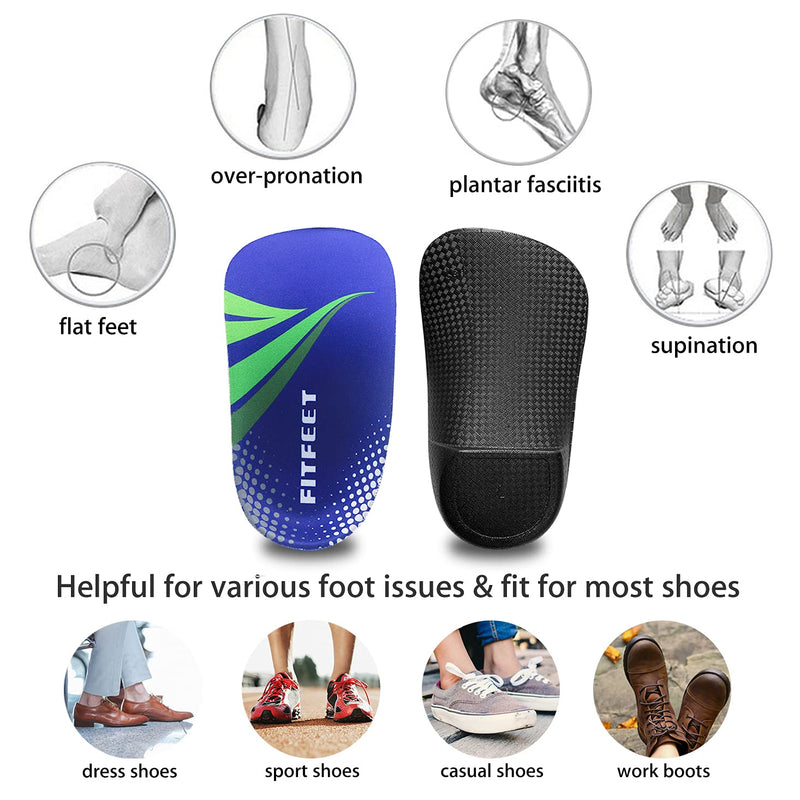 [Australia] - Orthotic Inserts 3/4 Length, High Arch Support Foot Insoles for Over-Pronation Plantar Fasciitis Flat Feet Heel Pain Relief Shoe Inserts for Running Sports Men and Women, L|Men's 9-11, Women's 10-12 L | Men's 9-11, Women's 10-12 