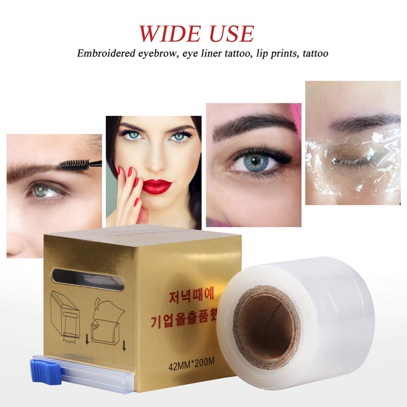 [Australia] - 2 Packs Preservative Film Disposable Eyebrow Tattoo Plastic Wrap with Microblading For Professional Eyebrow Lips Permanent Make Up Supplies Wrap Cover Tape Roll 