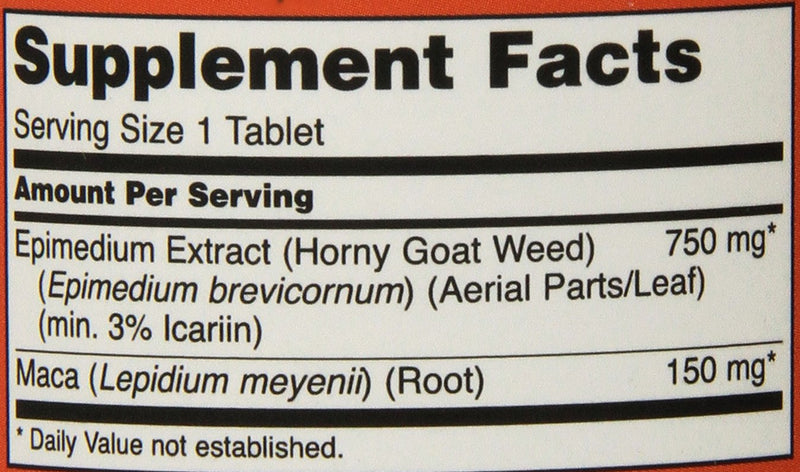 [Australia] - NOW Foods Horny Goat Weed 750 Mg 90-Tablets 