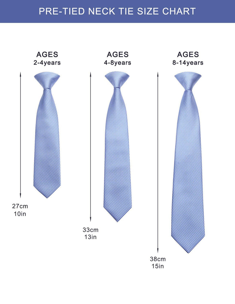 [Australia] - Enlision 3pcs Boys Pre-Tied Neckties & Pocket Square Set Neck Strap Tie for Kids 13 inch (Ages 4-8) T3e003 
