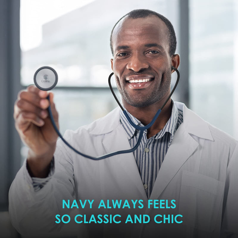 [Australia] - Clairre Single Head Stethoscope for Doctors/Nurses/Nursing Students, for Medical and Home Use (Navy Blue Tube, Without EVA Case) Navy Blue Tube 